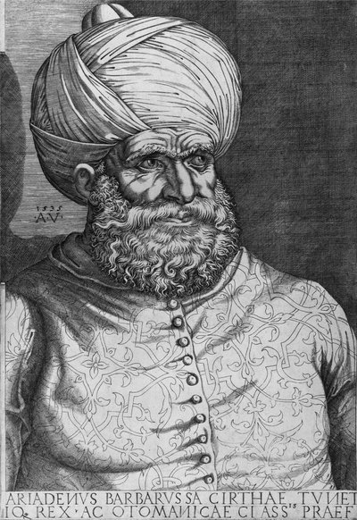 Barbarossa (Khayr ad-Din) (gest. 1546) 1535 door Agostino Musi