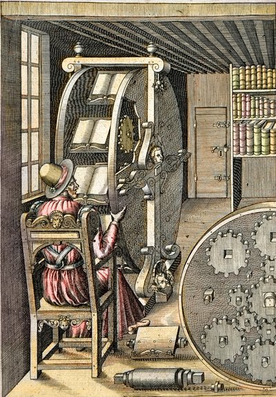 Draaiend bureau - Uit "Le Diverse et Artifiose Machine" door Agostino Ramelli (1531-1608) - Parijs 1588 door Agostino Ramelli