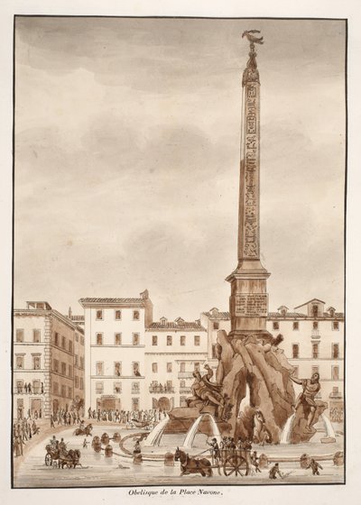 De Piazza Navona Obelisk, 1833 door Agostino Tofanelli