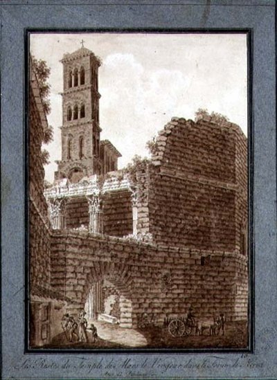 De tempel van Mars op het Forum in Rome, ca. 1800 door Agostino Tofanelli