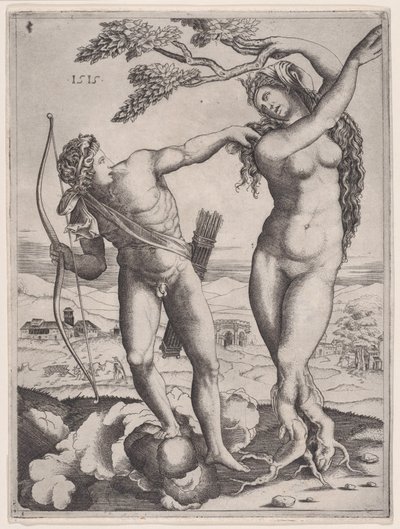 Apollo en Daphne, gedateerd 1515 door Agostino Veneziano
