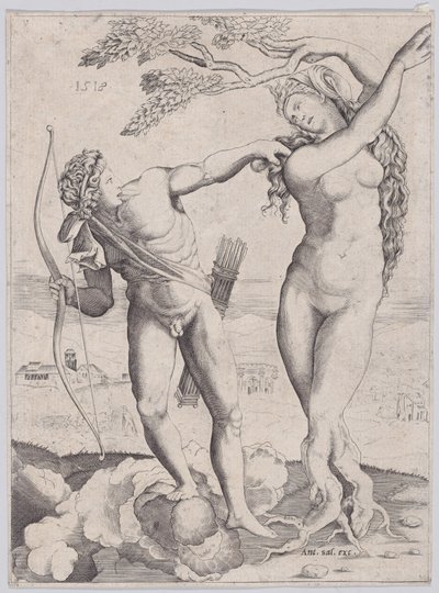 Apollo en Daphne door Agostino Veneziano