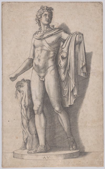 Apollo, ca. 1514-1536 door Agostino Veneziano
