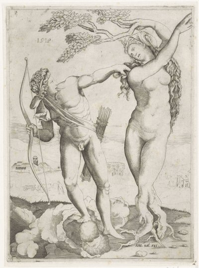 Apollo en Daphne door Agostino Veneziano