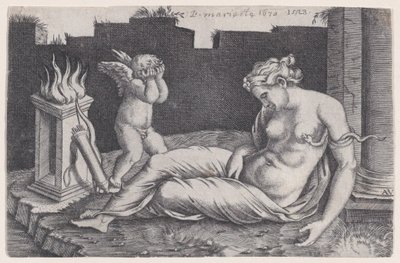 Cleopatra, gedateerd 1528 door Agostino Veneziano