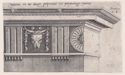 Dorisch entablement door Agostino Veneziano