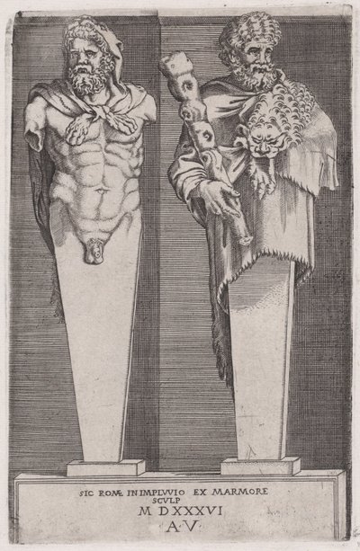 Hercules uit The Hermae, gedateerd 1536 door Agostino Veneziano