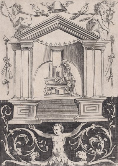 Ornamentaal paneel, ca. 1514-36 door Agostino Veneziano