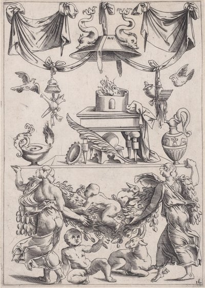 Ornamenteel Paneel, ca. 1514-36 door Agostino Veneziano