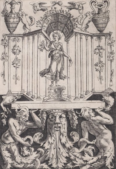Ornamenteel Paneel, ca. 1514-36 door Agostino Veneziano