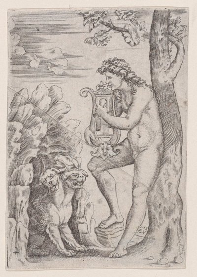 Orpheus, gedateerd 1528 door Agostino Veneziano