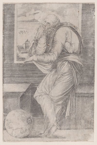 Filosoof Zittend bij een Raam door Agostino Veneziano
