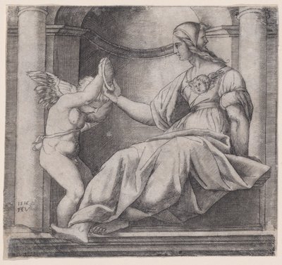 Voorzichtigheid, gedateerd 1516 door Agostino Veneziano
