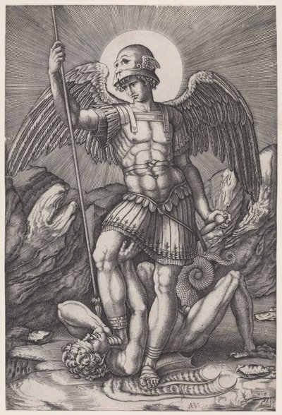 Sint-Michiel door Agostino Veneziano