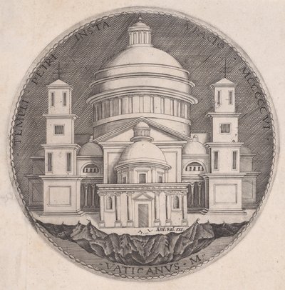 Sint-Pietersbasiliek, gedateerd 1517 door Agostino Veneziano