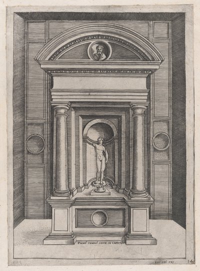 Speculum Romanae Magnificentiae: Het Altaar van Jupiter in de Oudste Tempel op de C..., ca. 1514-1536 door Agostino Veneziano.