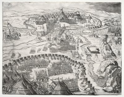 De Positie en het Kamp van de Legers van Karel V en Soliman II door Agostino Veneziano
