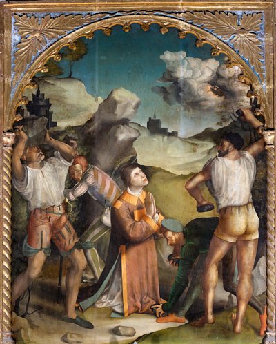 Steniging van Sint Stefanus door Agostino da (attr.to) Casanova
