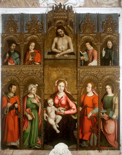 Polyptiek van de Maagd, Madonna met heiligen door Agostino da Casanova