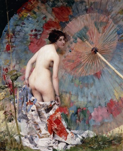 Jonge Vrouw met Parasol door Aimé Nicolas Morot