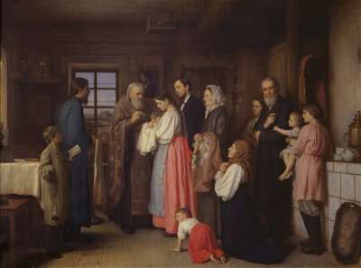 De Doop, 1873 door Akim Egorovich Karneev