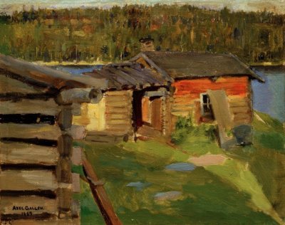 De Ekola-boerderij in avondlicht door Akseli Valdemar Gallen Kallela