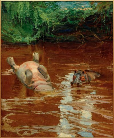Nijlpaarden in de Tana door Akseli Valdemar Gallen Kallela