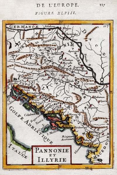 Kaart van Hongarije en de Balkan 1683 door Alain Manesson Mallet