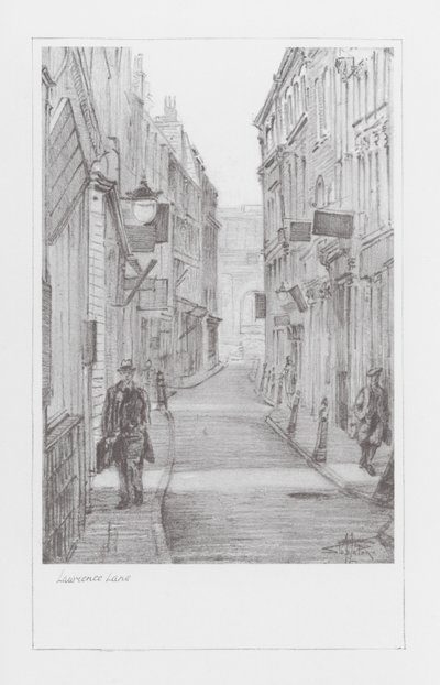Londen Lanes: Lawrence Lane (litho) door Alan Stapleton