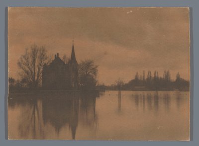 Gezicht op een landhuis of klein kasteel aan het water, Nederland door Alb. Kapteijn (attributed to)