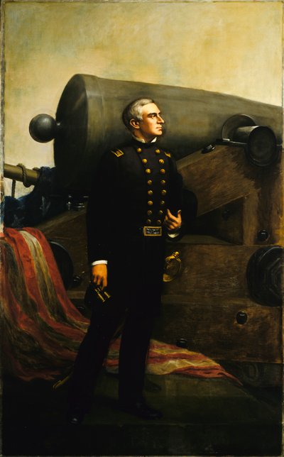Het eerste kanon bij Fort Sumter Majoor Robert Anderson, ca. 1861 door Alban Jasper Conant