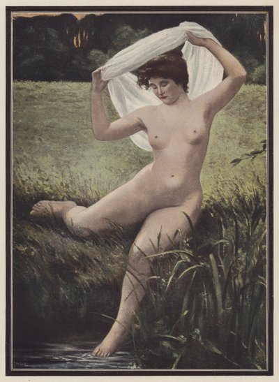 Vrouwelijke bader door Albert Auguste Fourie