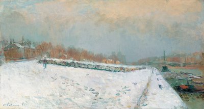 Port de Bercy, Winter door Albert Charles Lebourg