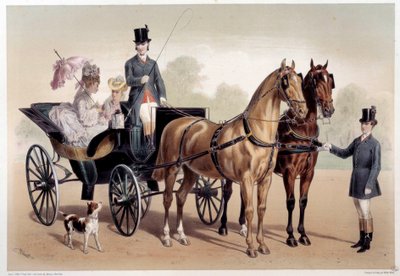 Een paardenkoets met Anglo-Normandische paarden. Prent door Albert Adam (1833-?) 19e eeuw Parijs, Musée Carnavalet door Albert Adam