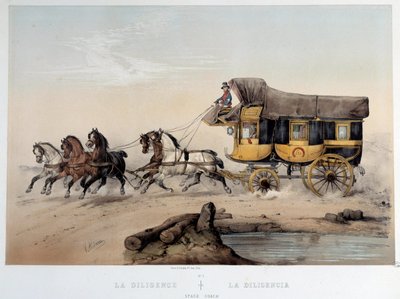 De diligence. Lithografie door Albert Adam (1870) Parijs, Musee Carnavalet door Albert Adam