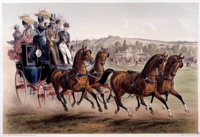 Postkoets, de terugkeer van races Prent door Albert Adam (1833-?) 19e eeuw Parijs, Musee Carnavalet door Albert Adam