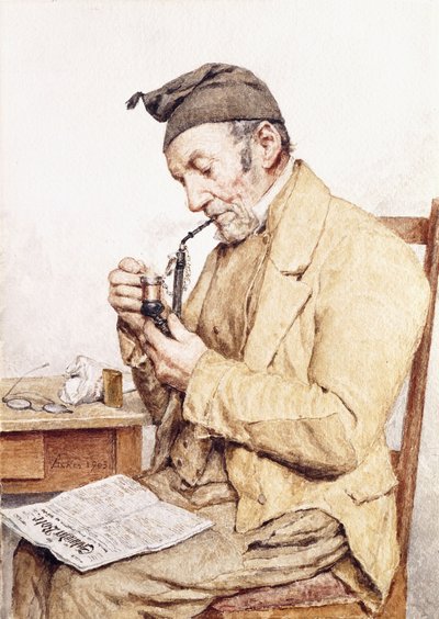 Grootvader met pijp, 1903 door Albert Anker