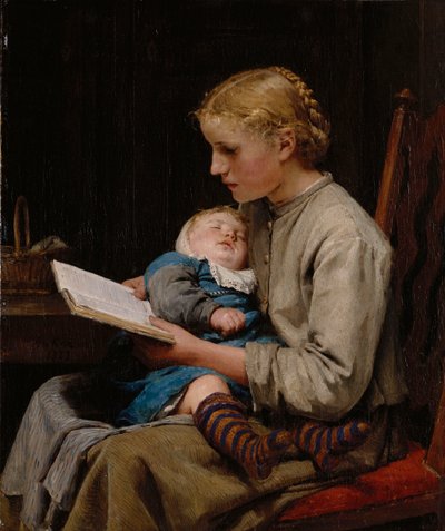 Rose en Bertha Gugger, 1883 door Albert Anker