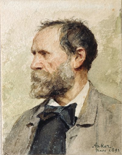 Zelfportret, 1891 door Albert Anker