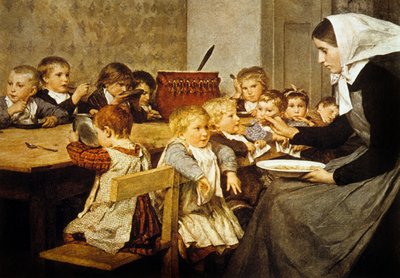 De kribbe in Zwitserland door Albert Anker