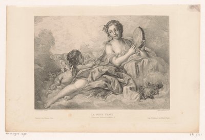 Muse Erato met putto en tamboerijn door Albert Ardail
