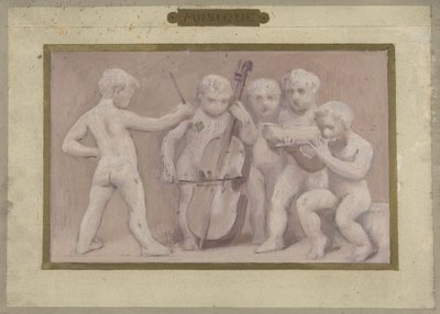 Schets voor de Salle des Fêtes in het Hôtel de Ville de Paris: Muziek, tussen 1889 en 1895 door Albert Aublet