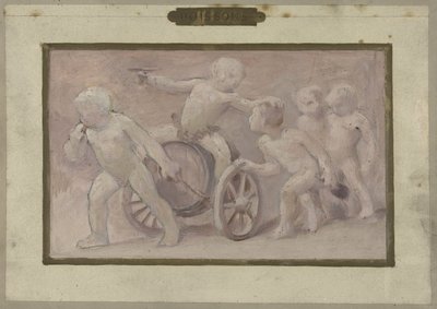Schets voor de Salle des Fêtes in het Hôtel de Ville in Parijs: Drankjes door Albert Aublet