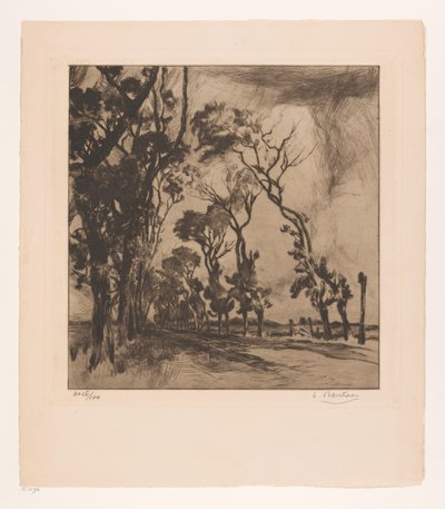 Landschap met laan richting Oostende door Albert Baertsoen (signed by artist)