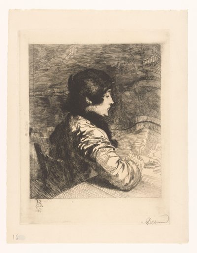 Portret van Charlotte Besnard door Albert Besnard (signed by artist)