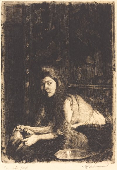 Vrouw met een vaas door Albert Besnard