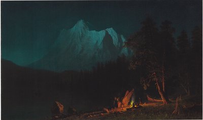 Bergachtig landschap bij maanlicht door Albert Bierstadt