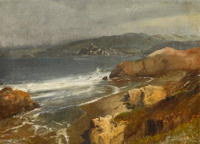 Pacifische kust, Cal. of Uitzicht op de vuurtoren van Point Bonita door Albert Bierstadt