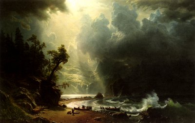 Puget Sound aan de Pacifische kust door Albert Bierstadt