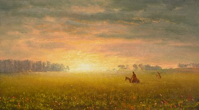 Zonsondergang op de prairies, ca. 1861 door Albert Bierstadt